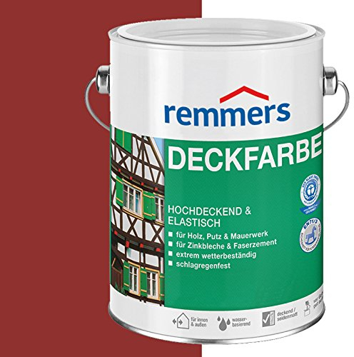 Remmers Deckfarbe skandinavisch rot, 2,5 Liter, Deckfarbe für innen und außen, Wetterschutzfarbe viele Untergründe, hochdeckend, wetterfest