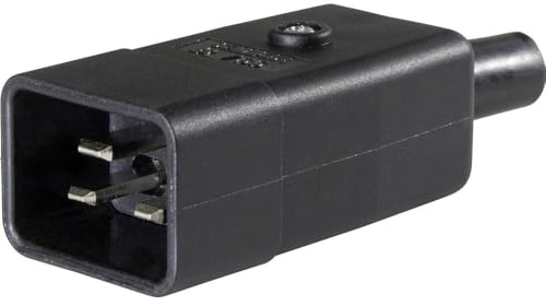 as - Schwabe Kaltgerätestecker - Typ C20 - Gerätestecker für bis 70° C | Thermoplast-Gerätestecker - 2-polig - Anschlussleitungen bis max. 3G1,5-230 V / 10 A - Made in Germany - schwarz, 62084