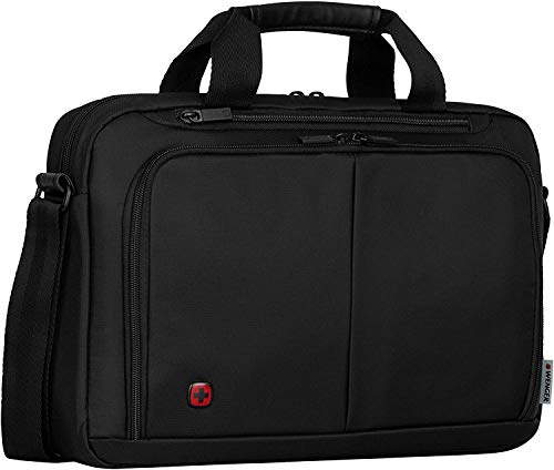 WENGER Source Laptop-Tasche zum Umhängen, Notebook bis 14 Zoll, Tabletfach bis 10 Zoll, Aktentasche, Organizer, 5 l, Damen Herren, Büro Business-Reisen Uni, Schwarz, 601064