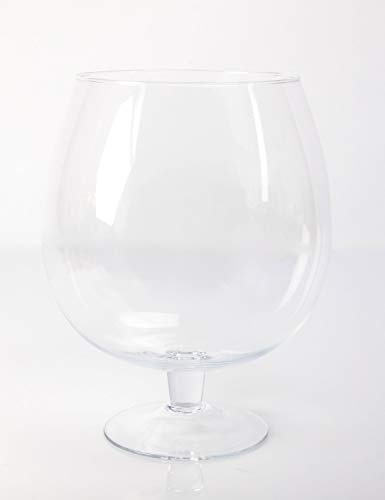 INNA-Glas Kugelvase - Brandy Glas Liam mit Fuß, klar, 30cm, Ø 23cm | Glasvase - Dekovase