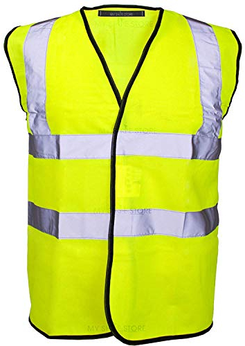 MyShoeStore® Hi Vis Vest Yellow & Orange Small to 6XL 2 Band & Brace (XL, Yellow)