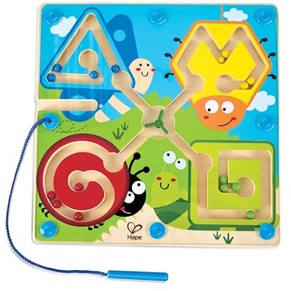 Hape Magnetlabyrinth „Kleine Tierwelt“ – Holz-Labyrinth mit Magnetstab und bunten Kugeln, fördert Motorik und Konzentration, für Kinder ab 2 Jahren