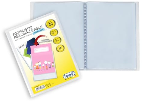 Favorit Portalistino A5, 20 Buste Fisse, Personalizzabile, Trasparente