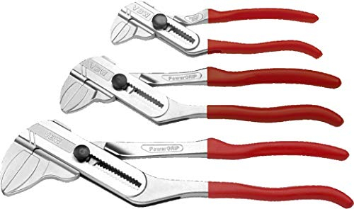 VBW Zangenschlüssel-Satz PowerGRIP 3-teilig (Zangen-Set für Industrie, Handwerk und Werkstatt, Griffe ergonomisch mit Kunststoffüberzug, Längen 160 mm / 250 mm / 315 mm) 180900, Silber, 3-piezas: 180, 250, 315 mm