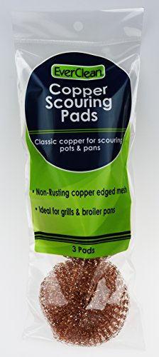EVERCLEAN 3 Pack Heavy Duty Copper Scouring Pads - for Tough, High Abrasion Cleaning Jobs on Copper & Uncoated Cookware, Grills and Broilers 3-1/2 in Diameter (6223.0)