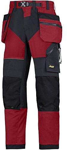 Snickers Arbeitshose mit Holstertaschen FlexiWork, 1 Stück, 154, chilirot / schwarz, 69021604154