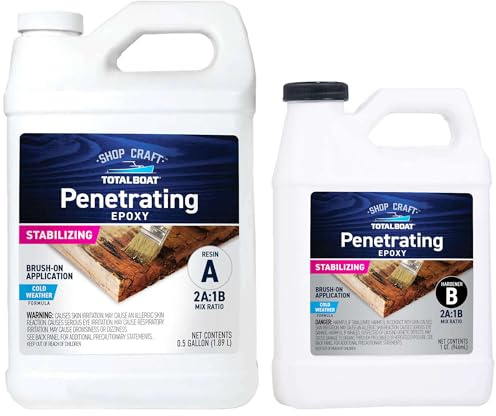 TotalBoat Clear Penetrating Epoxy Wood Sealer Stabilizer for Rot Repair and Restoration (0.75 Gallon, Cold Weather)