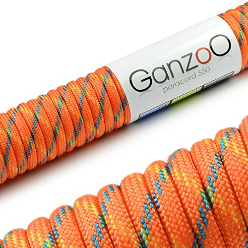 Ganzoo Paracord 550 Snöre, Rep för Armband, Linne, Halsband, Nylonrep 30 Meter, Orange