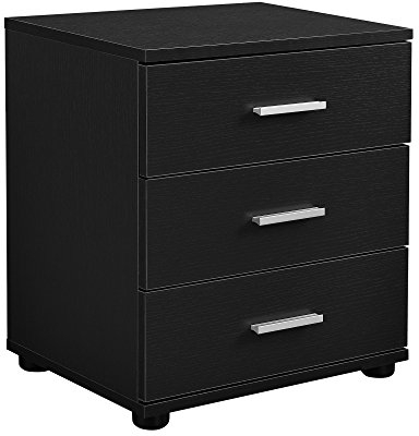 [en.casa] Bedside Table with Drawers Melamine Chipboard - Black
