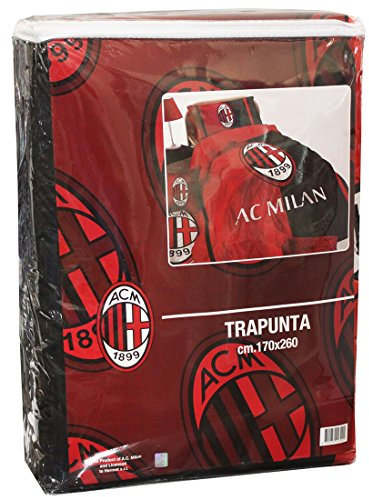 Milan Trapunta PIUMONE Invernale Letto Singolo Una 1 Piazza CM 170 X 260 Ufficiale AC Rosso Nero
