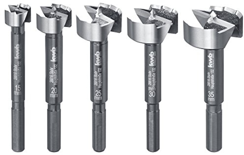 kwb Speed Forstnerbohrer-Set 15-35 mm mit abgesetztem Schaft - Schnelles Bohren in allen Hölzern - Für Akku-Schrauber und Akku-Bohrschrauber