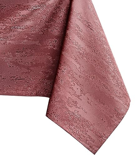 AmeliaHome Tischdecke oval 120x160 cm Tischtuch Tafeldecke Fleckschutz Lotuseffekt Abwaschbar Wasserabweisend Ornament Vesta Altrosa