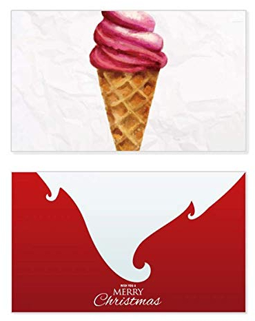 Weihnachtskarte mit rotem Aquarell, süßes Eis