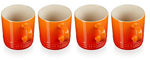 LE CREUSET Stoneware Mugs, 350 ml Each, Volcanic, 4 Count (Pack of 1)
