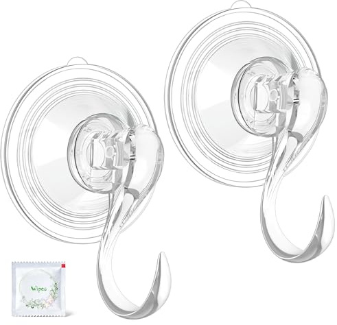 VIS'V Kranzaufhänger, großer Saugnapf, Kranzhaken mit Tüchern, strapazierfähig, 10 kg Kapazität, abnehmbar und wiederverwendbar, transparent, 2 Stück