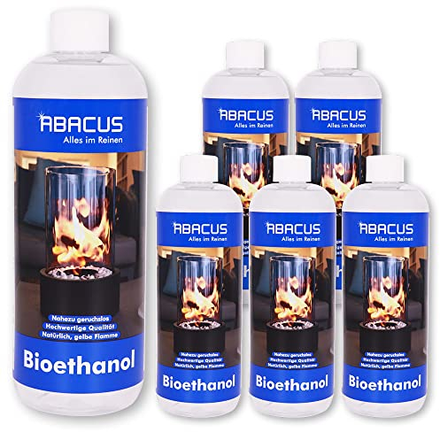 ABACUS® Ethanol, Spiritus, Bioethanol, Brennspiritus für den Kamin, Tischkamin, Wandkamin und Feuerstellen Bioethanol 6X 1 Liter (7071)