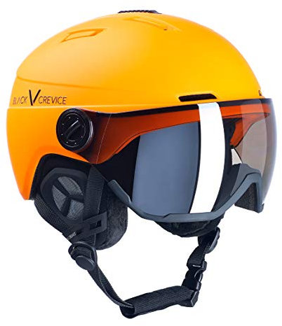 Black Crevice Skihelm Calgary mit Visier, neon orange mat/Silver, S (51-54)…