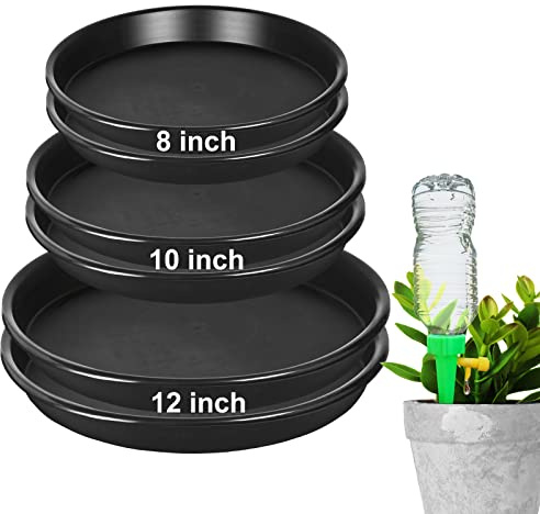 NABAOXUN Pflanzen-Untersetzer aus Kunststoff, 26,7 cm / 30,5 cm, für drinnen und draußen, dick, schwer, langlebig, stabile Blumentopf-Untersetzer, Pflanzschalen für Blumentöpfe, Schwarz, 4 Stück