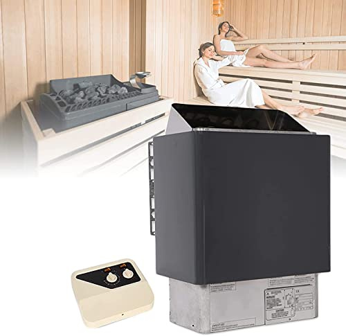 UIGJIOG Riscaldatore a Sauna secca, Stufa elettrica per Sauna, pentola elettrica 220V Sauna, Stufa Sauna con Controller Esterno, 3-6KW Controllo della Temperatura Doppia Doccia a Doppio Doccia,6.0KW
