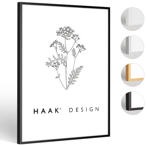 HaakDesign schmaler Bilderrahmen Alena Aluminium Alubilderrahmen 40 x 60 cm Schwarz (matt) Fotorahmen, Geschenkidee