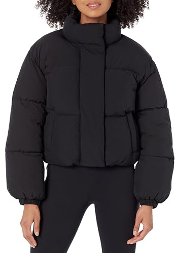 Amazon Essentials Women's Cropped Full-Zip Puffer Jacket (Quilted Matte or Sherpa Fleece)