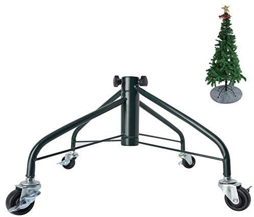 Ouvin Foldable Heavy Duty Christmas Tree Stand for 6 Foot Artificial Tree Holder with 4 Wheels (Green)