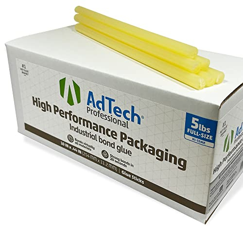 AdTech Professional High-Performance Industrial Hot Glue Sticks, 10 Light Amber, High Temp, Quick Set - Ideal for Packaging
