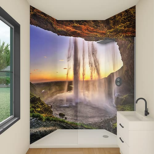 yourplate Duschrückwände individuelle Größe (Seljalandfoss) | 3mm Aluminium Verbundplatte, exklusives Design, einfache Montage, geringes Gewicht, fugenlos, wasserdicht, pflegeleicht