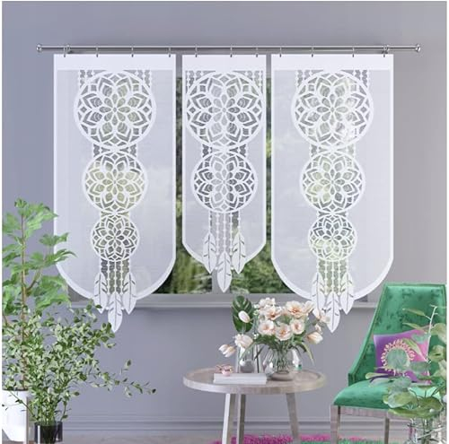 Gardine Traumfänger AŻUR - Gardinen Wohnzimmer aus Jacquard - Schiebegardinen in Form von Paravents - Zusätzliche Dekoration für Ihre Wohnung - Vorhang Ohne Faltenband (60x140cm)