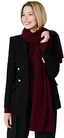 Style Republic Women’s Knitted Scarf, 100% Pure Cashmere, Beautiful European Design (Maroon)