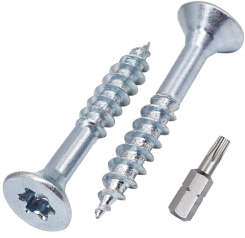 SKIR'CO (200 pièces) Vis à bois en acier zingué 4,5 x 30 mm, Vis à tête fraisée Torx, Vis pour panneaux d'aggloméré, partiellement filetées