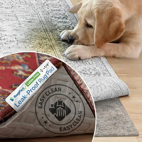 Waterproof Rug Pad, 2'6x10 ft (1/4 Medium) - Non-Slip Cushioned Pad for Area Floors - Washable, Eco-Friendly, Pet-Proof, Scratch-Resistant Rug Underlay
