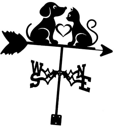 Fenteer Veleta con Indicador de Dirección del Viento, Ornamento de Metal, Estatua de Decoración Artística para Jardín, Veleta para Perro Y Gato, Herramientas