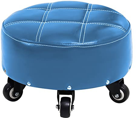 Rollhocker, niedriger Rollhocker mit Rollen, kleine niedrige kleine Hocker, bequemer runder niedriger Hocker mit Rollen, niedriger Lederhocker für Pediküre und Bodenbelagsarbeiten, Kinderhocker, Woh