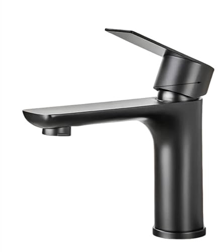Grifo de baño Grifo mixto de agua fría de acero inoxidable 304 para grifo de lavabo Grifo para fregadero Tubo de 80 cm Gris Negro Plata, Negro