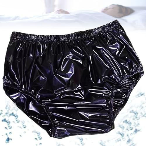 CSGTUO Inkontinenz-Slip Schlupfform Kunststoff Wasserdicht Wiederverwendbare Windel wasserdichte Inkontinenzhose Windelbezüge Anti-Seiten-Leckage Physiologisch,4XL,Black