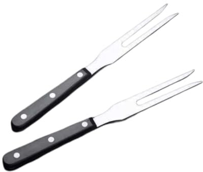 2 Stücke Schnitzgabel Topf Gabeln Edelstahl Fleisch Serviergabel mit Kunststoff Griff Servier Grillgabel Schwarzer Griff Grillgabel