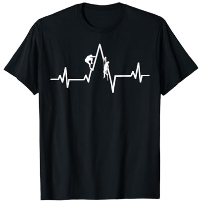 Minimalista Escalada Heartbeat Silueta Escaladores Camiseta