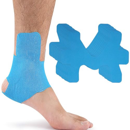 10 bandes de kinésiologie prédécoupées pour cheville douces pour la peau avec un confort de port parfait imperméables et élastiques pour cheville