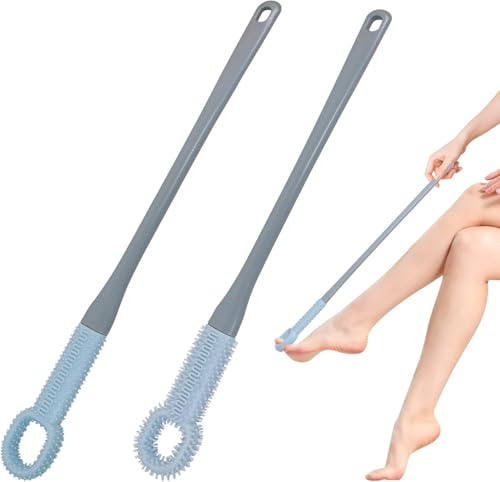 Mymai Langstielige Silikon-Zehnreinigungsbürste für Dusche, Weiche Peeling Fußbürste, 2er Set - Ideal für Senioren, Schwangere, Männer und Frauen, Tiefenreinigung für Zehen und Füße (Blau)