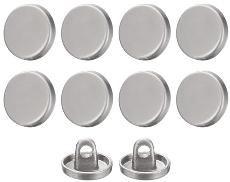 HARFINGTON 10pcs 16L Metal Round Flat Sewing Buttons 10mm Alloy Shank Craft Replacement Button for Men Women Suit Woolen Coat Shirt Trousers Sewing Crafts, Grey