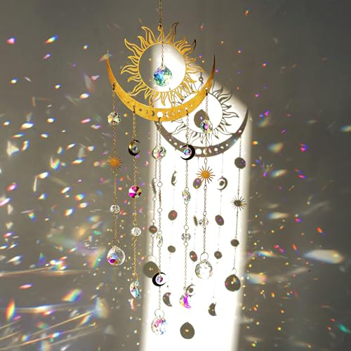 H&D HYALINE & DORA Carillon éolien en cristal pour suspendre une fenêtre en verre pour extérieur, intérieur, décoration de jardin, cour, plafond, chambre
