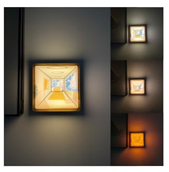 3D Nachtlicht, 3D LED optische Illusion Lampe, Wandlampe aus Holz, Luxuriöses Holzdesign, Installation ohne Bohren, LED Atmosphärenlampe Baby Weihnachts Geschenk, Jungen, Mädchen, Kinder