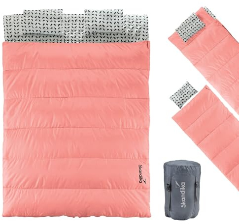 Skandika Tak sovsäck Iceland Double | dubbel sovsäck utomhus för vuxna, 3 årstider, 220 x 150 cm, kan användas som en enda sovsäck, camping sovsäckar, sovsäck vuxna, kompakt