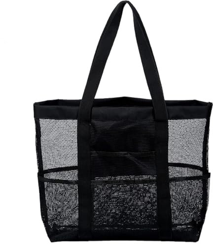 Snyvpra Strandtasche Groß, Strandspielzeug Tasche Netz, Sandspielzeug Tasche Netz Mit Reißverschluss, 28 cm Länge, 28 cm Höhe, 10 cm Breite, Ideal Für Strand, Pool Und Reisen