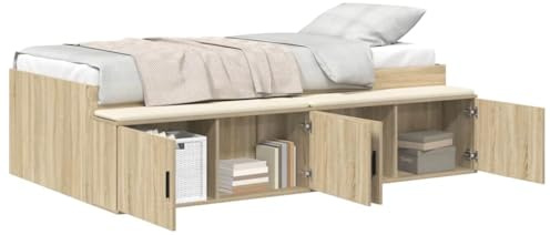 vidaXL Bettrahmen mit Speicher Sonoma-Eiche 90 x 200 cm Holzwerkstoff