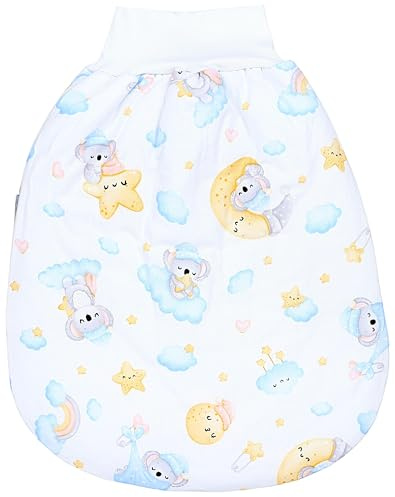 TupTam Baby Strampelsack Schlafsack mit breitem Bund Winterschlafsack für Mädchen Jungen Babyschlafsack, Farbe: Schlafender Koala Blau Gelb, Größe: 0-6 Monate