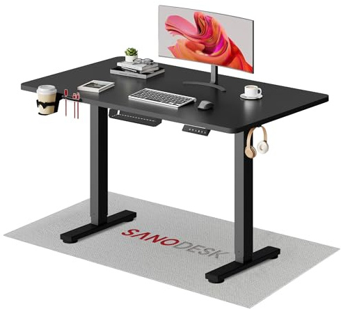 SANODESK Escritorio Elevable 110x54 cm, Altura Regulable con Control Digital y Memoria, Sistema Anticolisión, Mesa Escritorio Elevable Silenciosa para Oficina y Hogar (Negro)