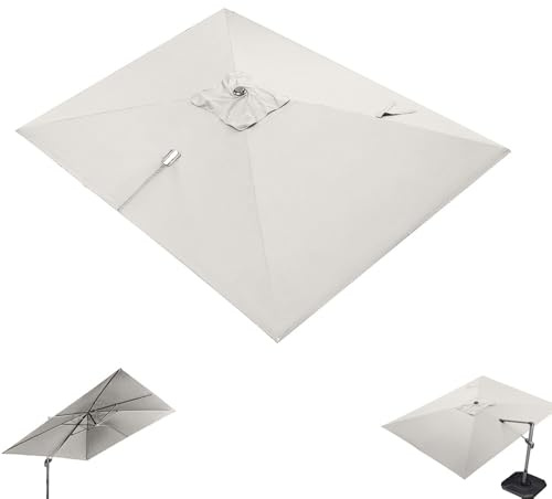 TAZYYZUU Telo di Ricambio for ombrellone Rettangolare da 10' x 13', a sbalzo, for Patio, con 8 Stecche, for Esterni, con Telo Superiore Parasole.(Beige,Double Top 3x4m(10' x 13'))