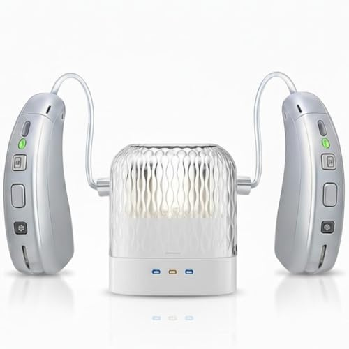 Amplificador de Ruido Auditivo, Amplificador de Sonido Recargable, Cancelación de Ruido, Estación de Carga USB, Caja de Almacenamiento – Batería de Larga Duración (USB Tipo C)